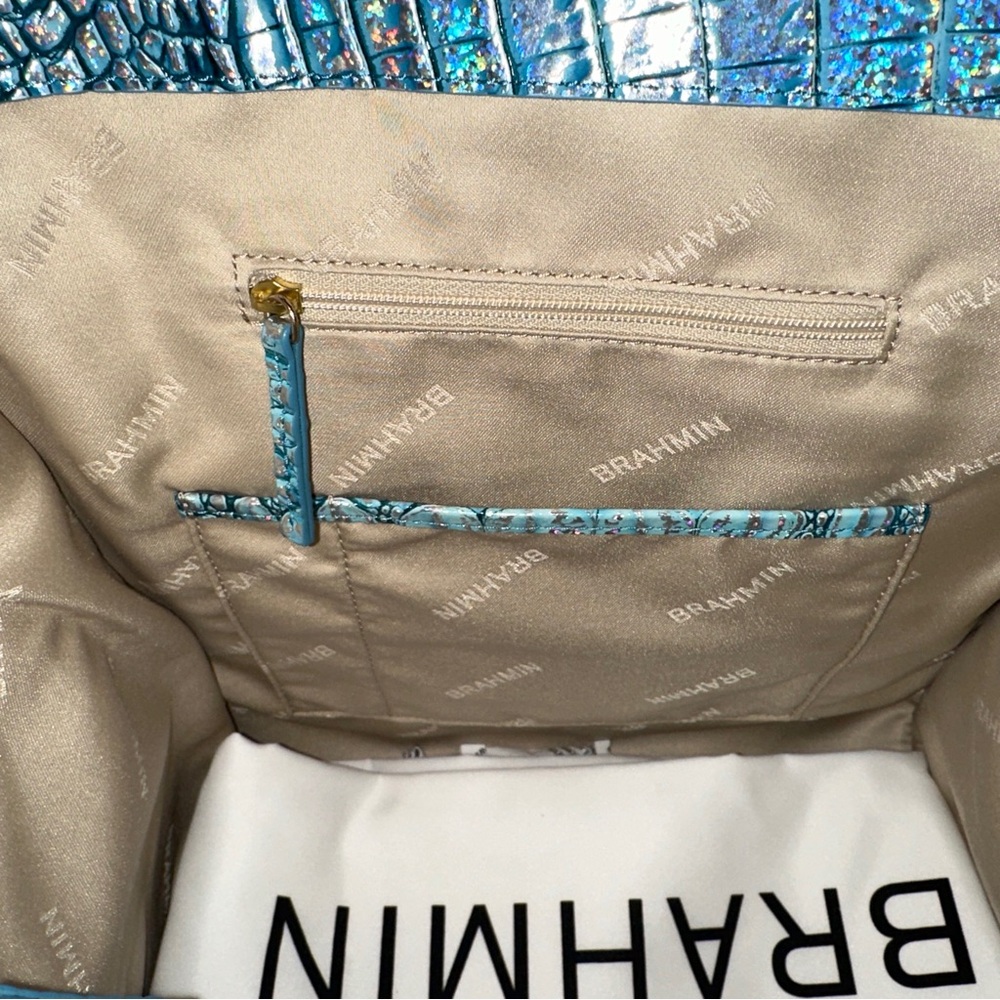 Brahmin Caroline Arctic Blue Melbourne Genuine Leather Large Satchel Purse New - Picture 15 of 16